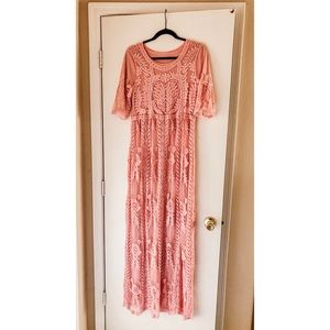 Bump Friendly Blush Lace Maxi Dress